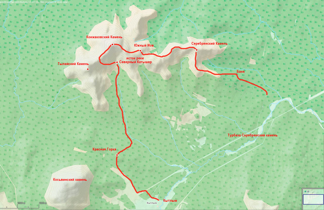 Карта поход по Конжаковскому массиву зима 2020г