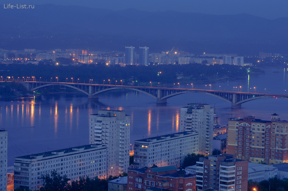 Коммунальный мост в Красноярске вид с высоты