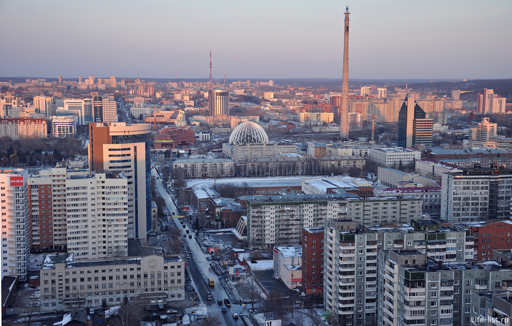 Центр Екатеринбурга с высоты