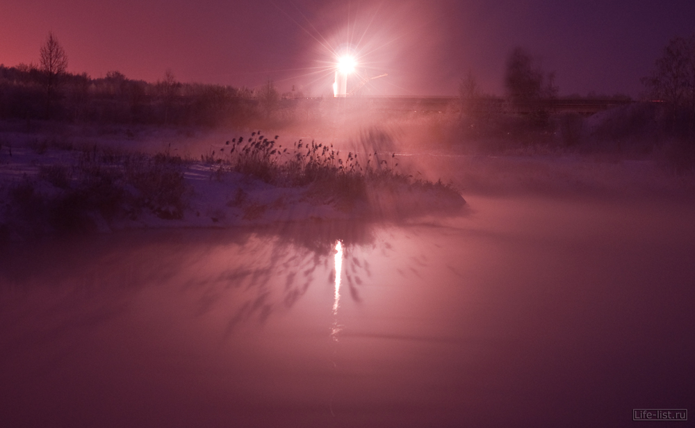 Вечерняя природа на реке Исеть зима